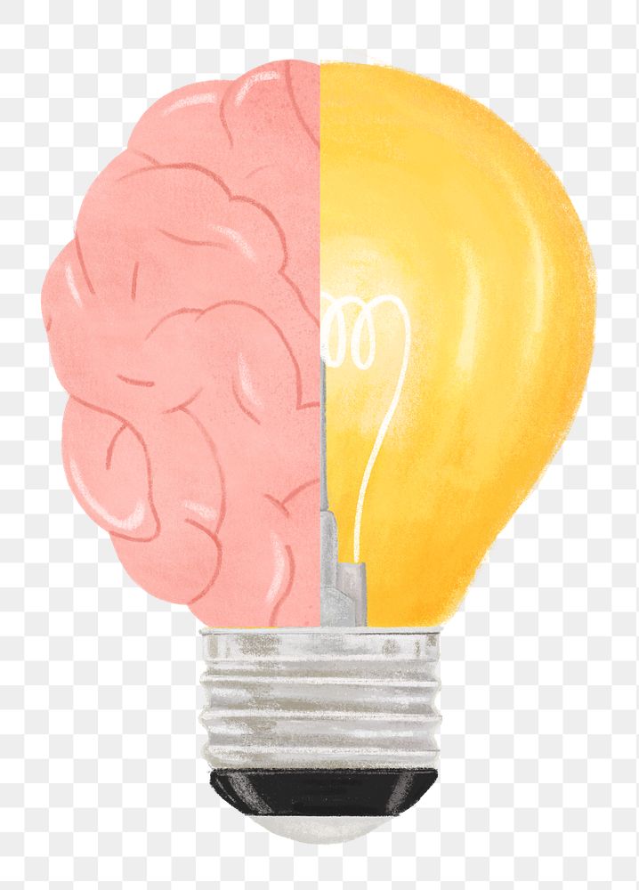 Light bulb brain png, creative ideas remix, transparent background