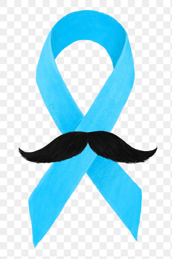 Blue ribbon png, cancer awareness illustration, transparent background