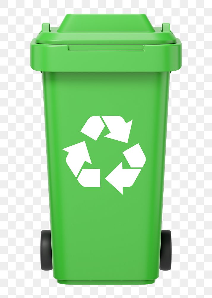 PNG 3D recycling bin, element illustration, transparent background