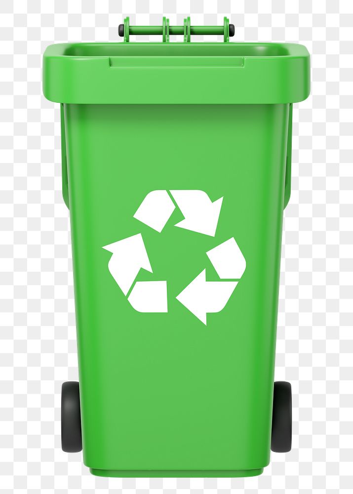 PNG 3D recycling bin, element illustration, transparent background