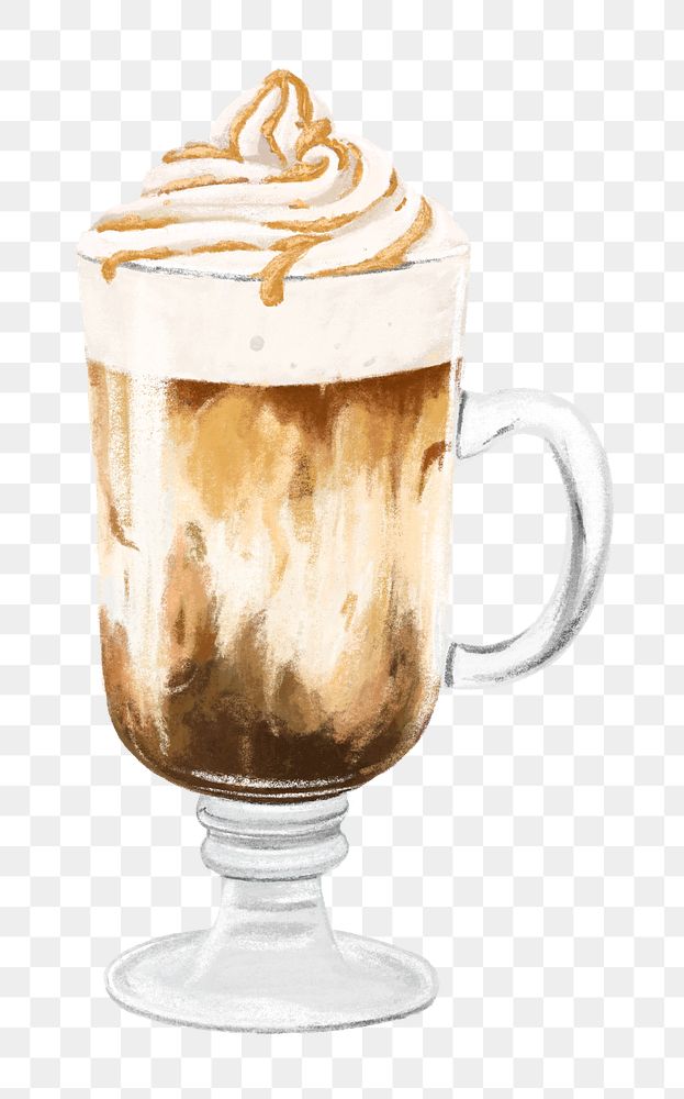 Cream coffee png, aesthetic illustration, transparent background
