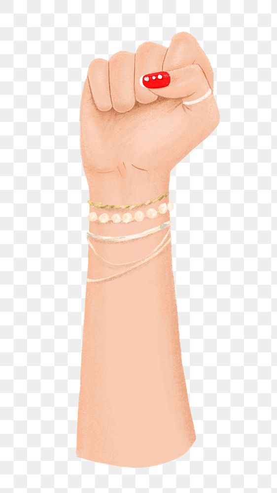 Woman fist png, diversity illustration, transparent background
