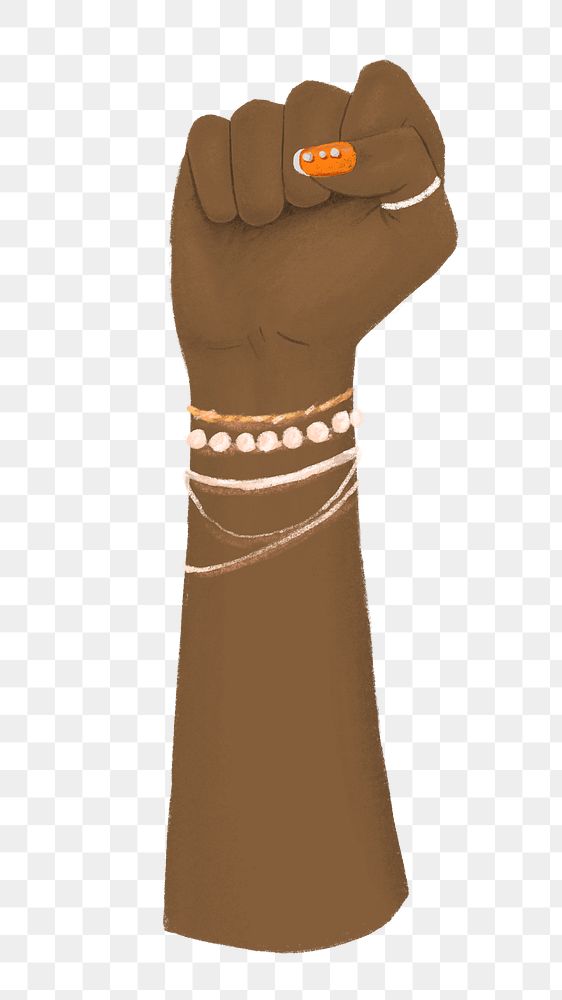 Woman fist png, diversity illustration, transparent background