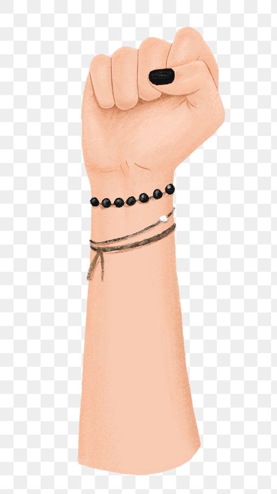 Woman fist png, diversity illustration, transparent background