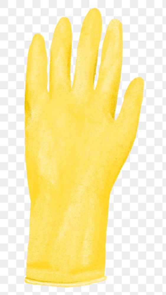 Yellow glove png, cleaning supply illustration, transparent background