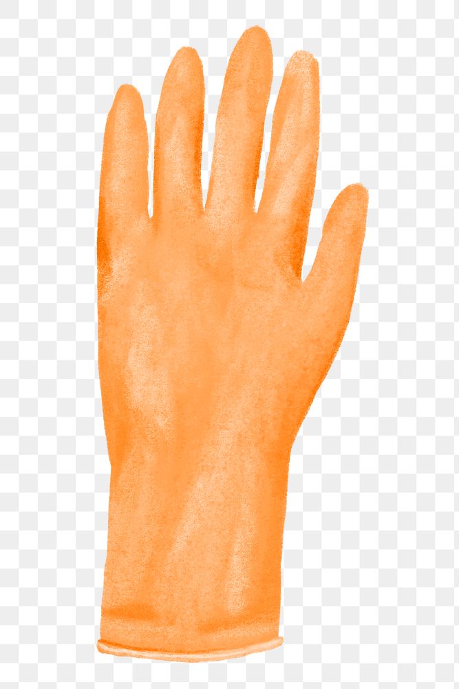 Orange glove png, cleaning supply illustration, transparent background