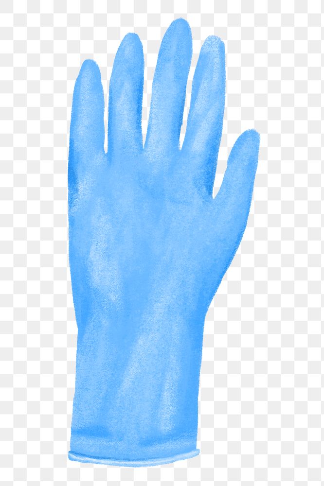 Blue glove png, cleaning supply illustration, transparent background
