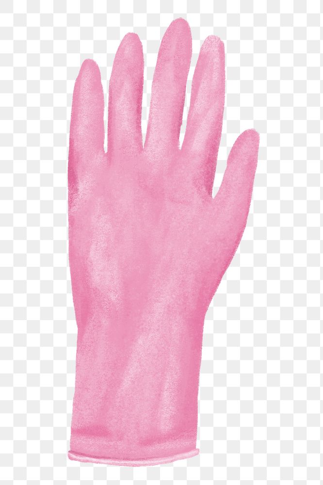 Pink glove png, cleaning supply illustration, transparent background