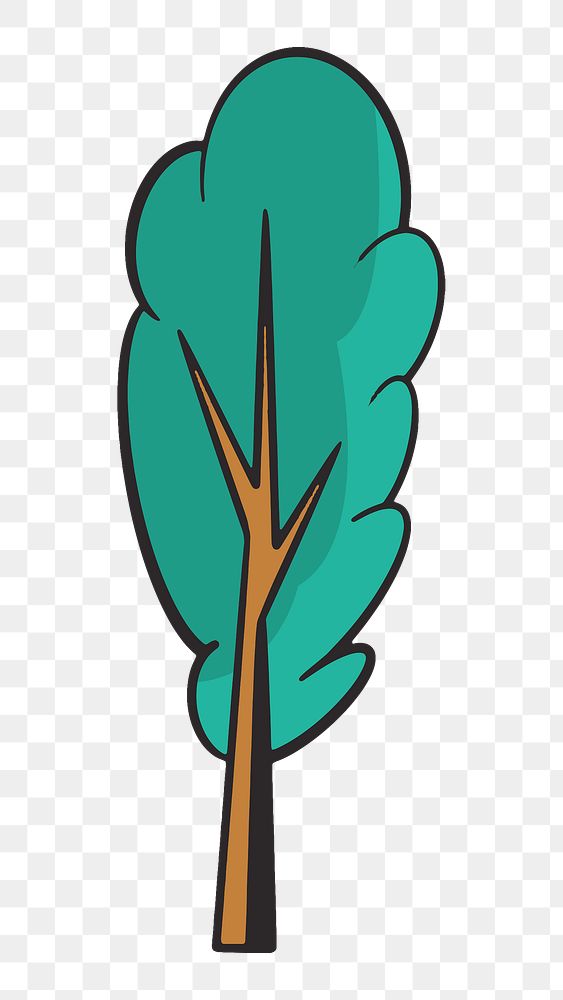 Cartoon tree png, retro illustration, transparent background