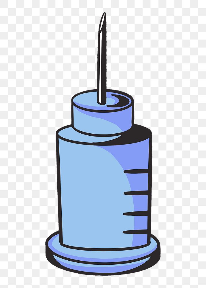Syringe needle png, retro illustration, transparent background