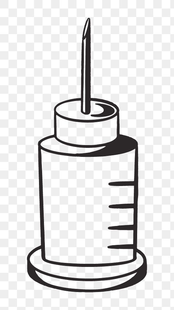 Syringe needle png, retro illustration, transparent background
