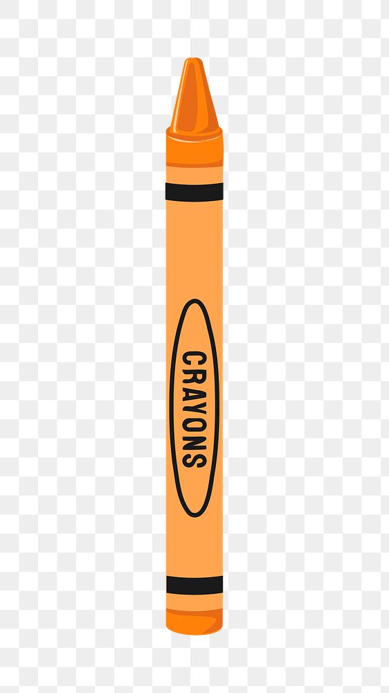 Orange crayon, cute stationery illustration