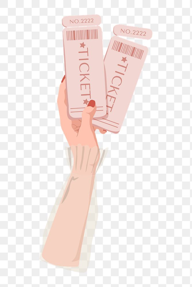 PNG hand holding tickets transparent background