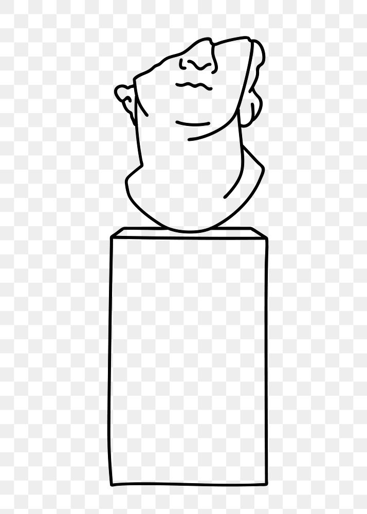 Geek statue podium png line art illustration, transparent background