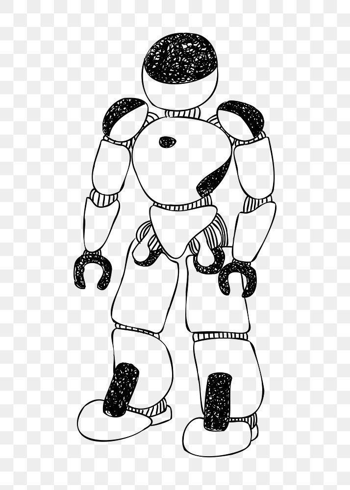 Robot png, smart technology line art illustration, transparent background