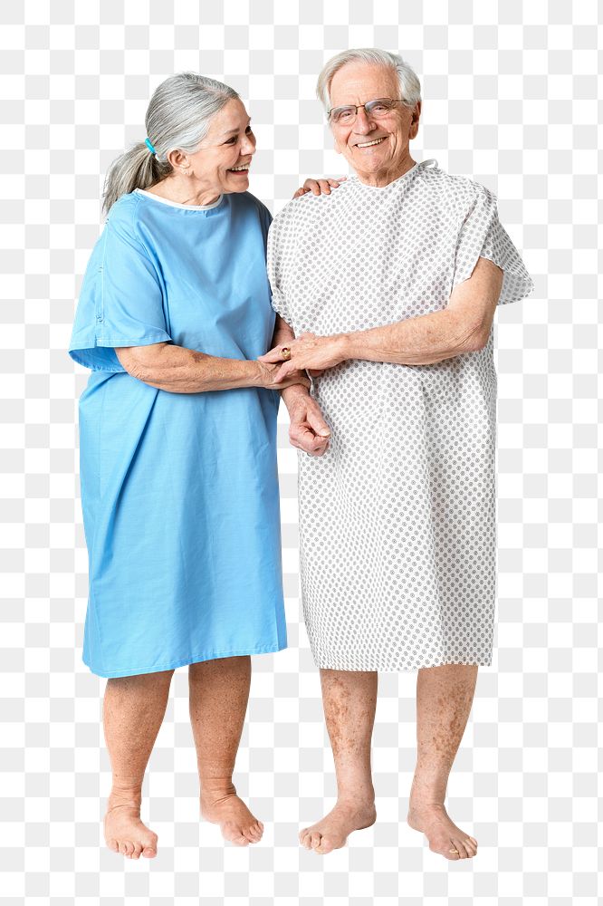 PNG Happy senior patients supporting each other collage element, transparent background