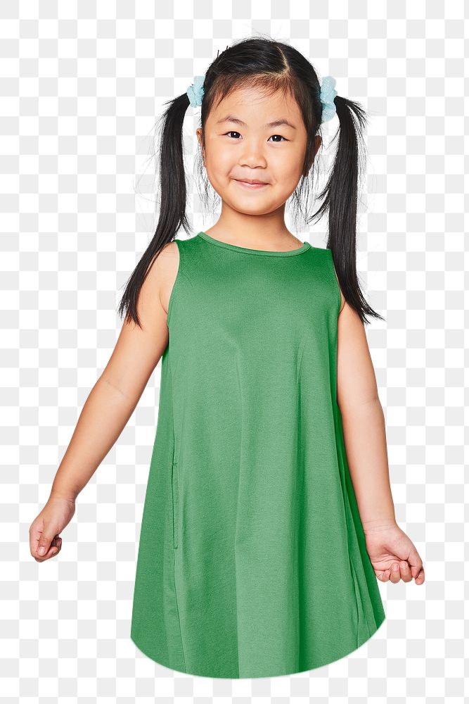 PNG Asian girl in minimal dress, collage element on transparent background