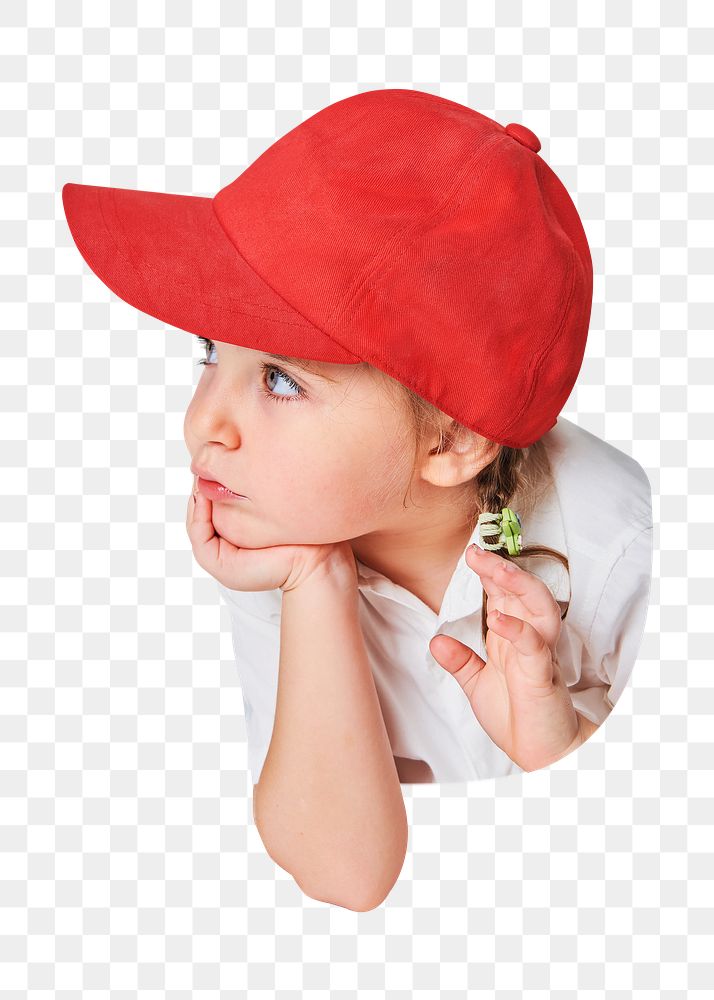 PNG Girl's wearing red cap, transparent background