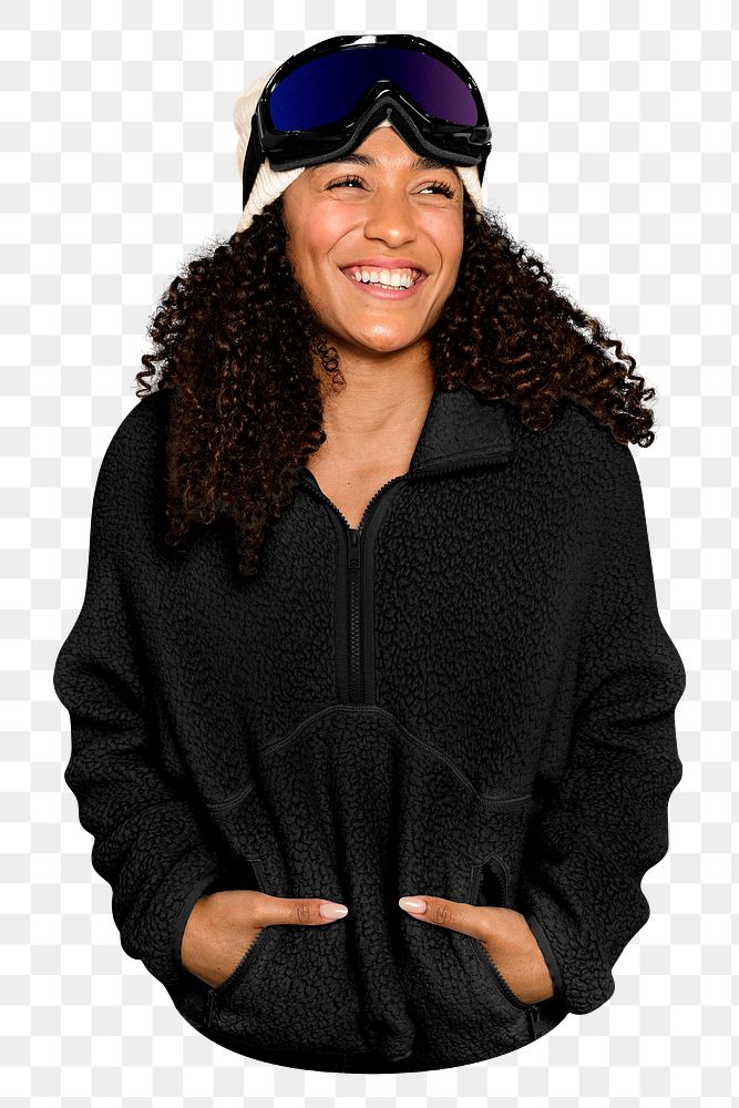 PNG woman in Winter jacket, collage element, transparent background