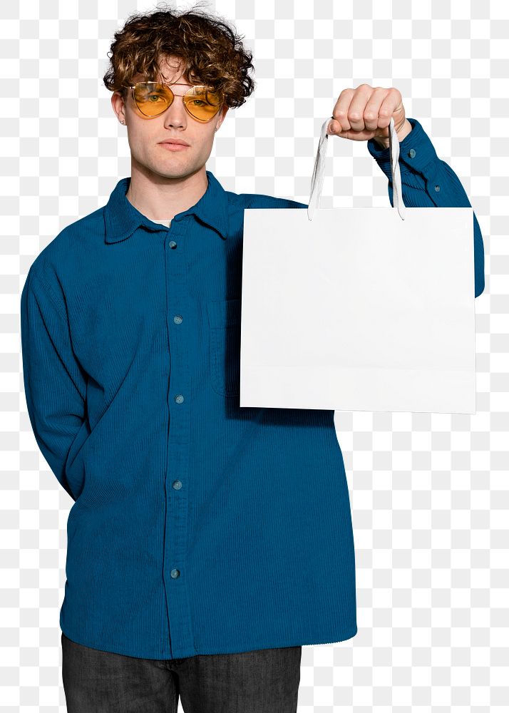 Man shopping png sticker, transparent background