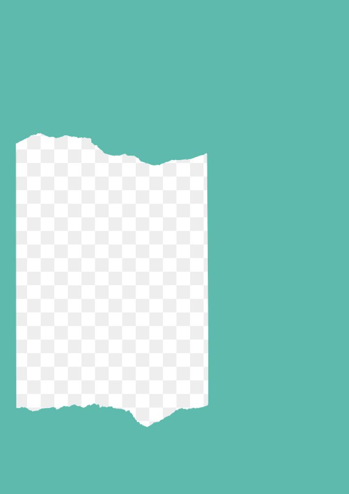 Teal frame png ripped paper texture, transparent background