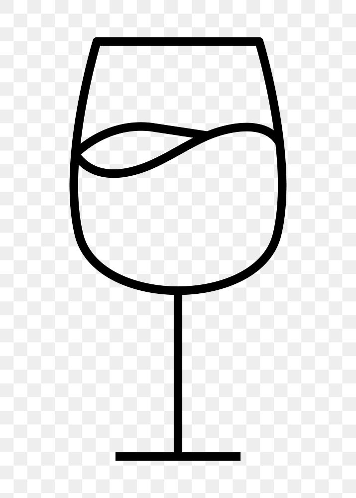 Wine glass png icon, line art design, transparent background