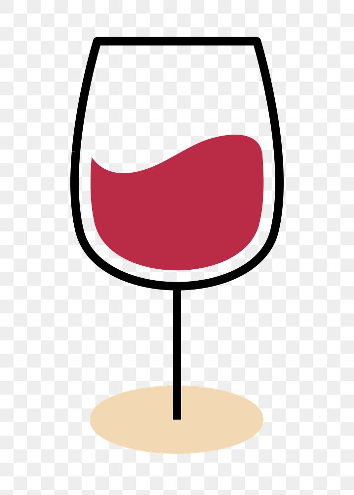 Wine glass png icon, line art design, transparent background