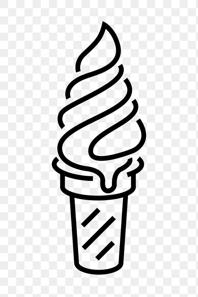 Soft serve ice-cream png icon, line art design, transparent background