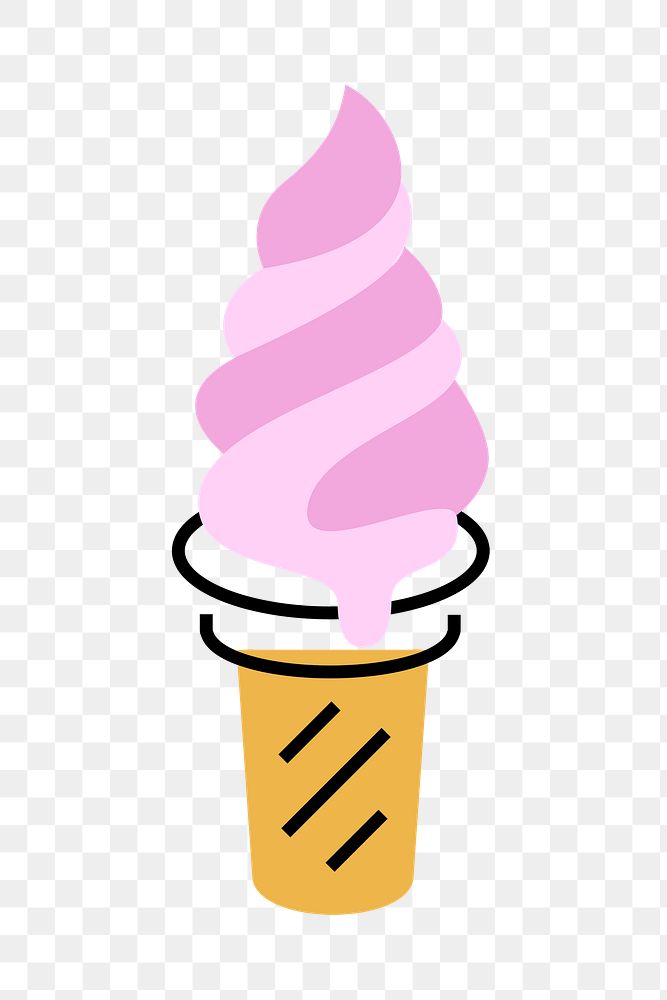 Soft serve ice-cream png icon, line art design, transparent background