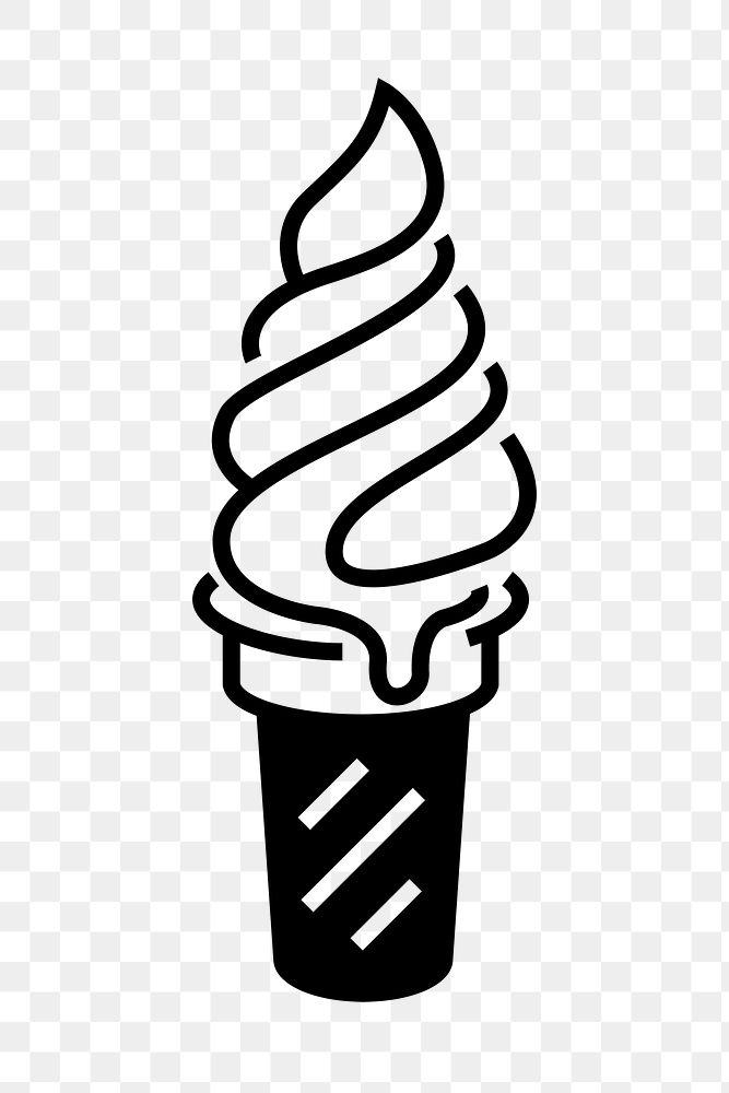 Soft serve ice-cream png icon, line art design, transparent background