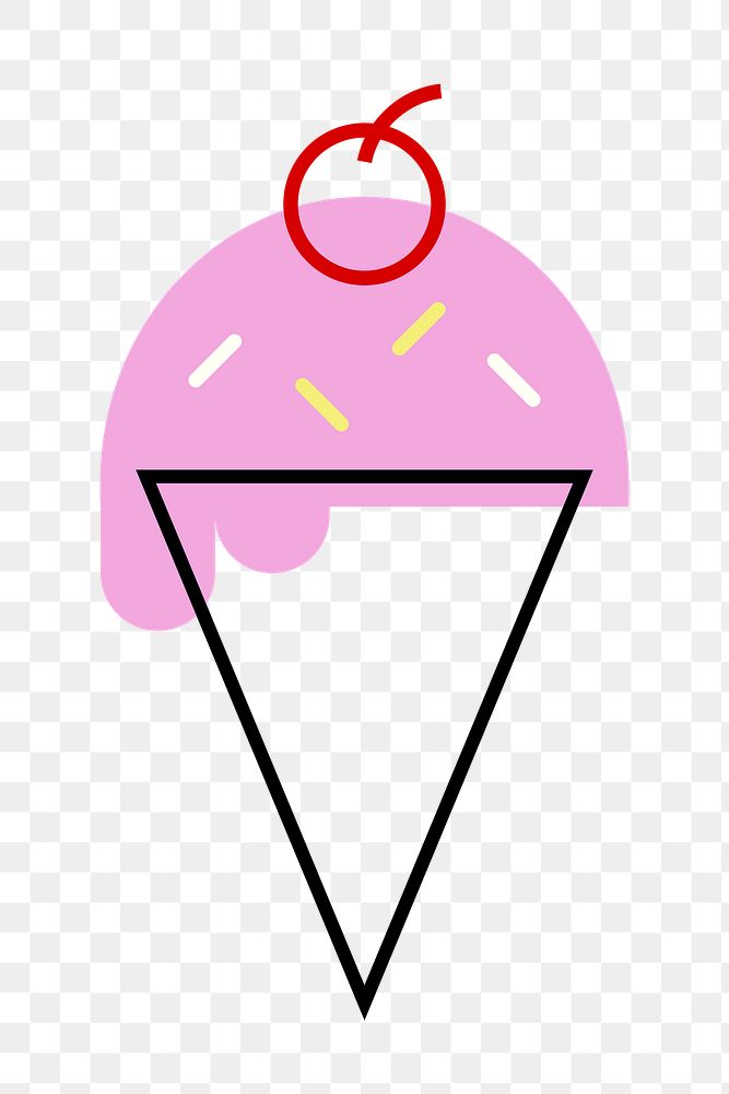 Ice-cream cone food png icon, line art design, transparent background