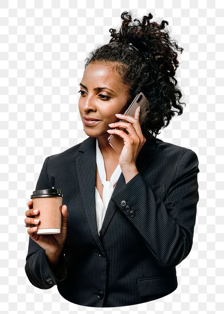 Businesswoman on phone call png, transparent background