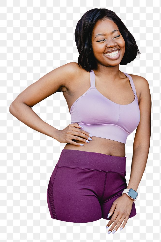 Smiling fit woman png, transparent background