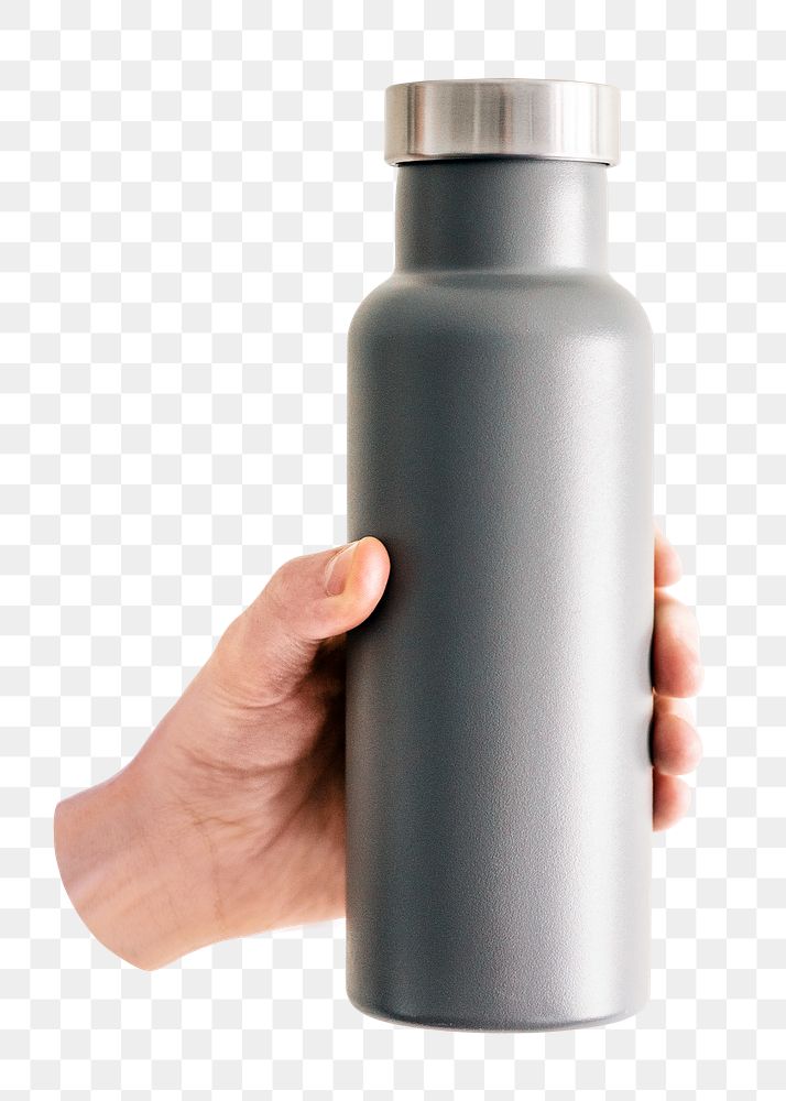 PNG Gray water bottle, transparent background