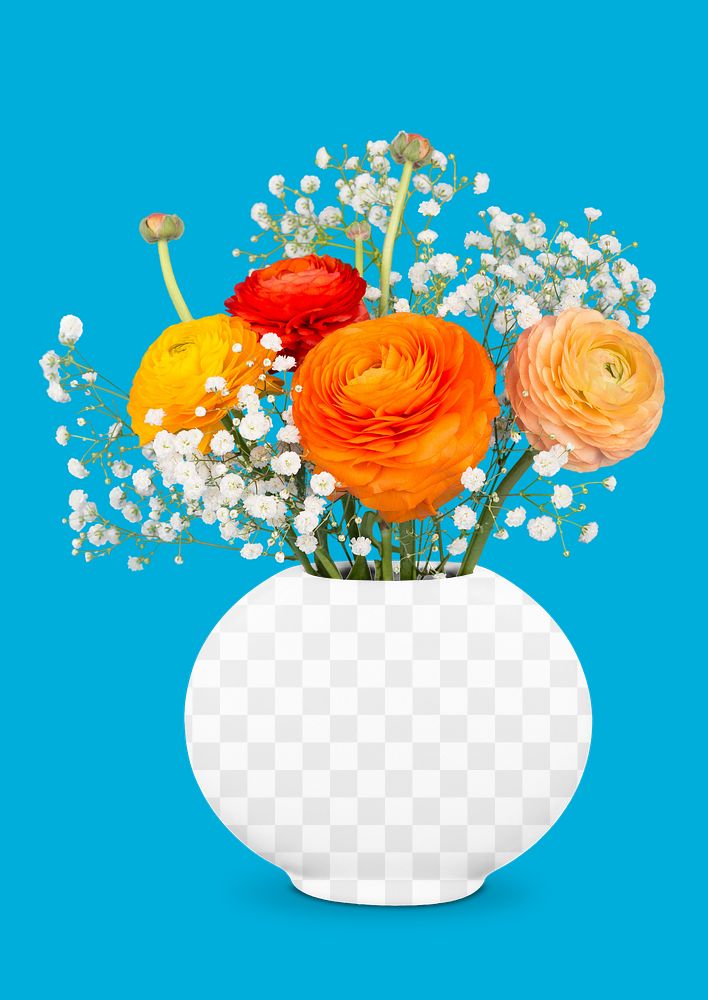 Flower vase png mockup, transparent design