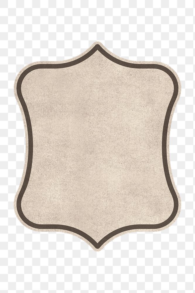 Vintage png beige paper badge, transparent background