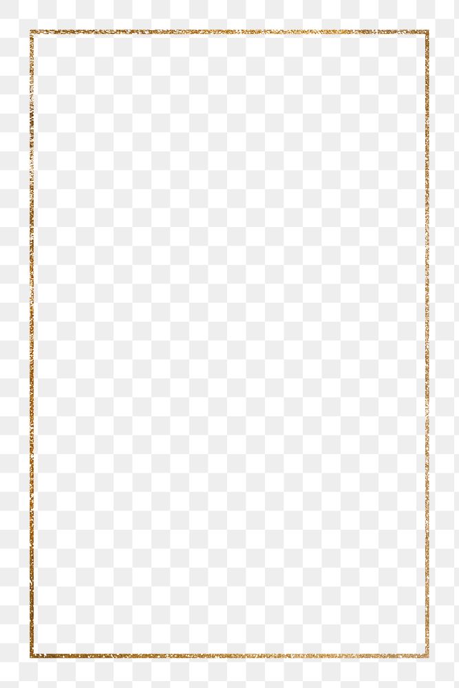 Gold frame png rectangle shape, transparent background