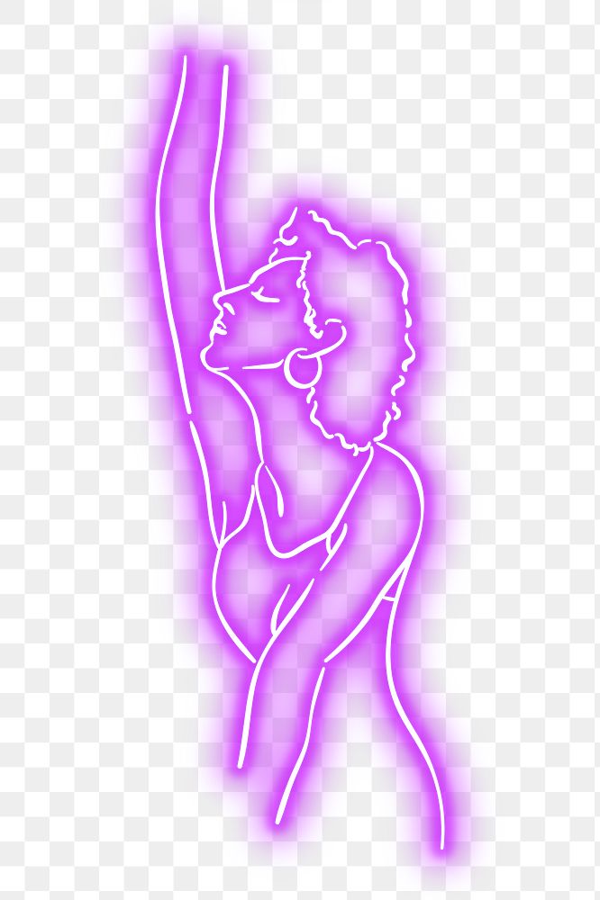 PNG neon purple woman illustration, transparent background