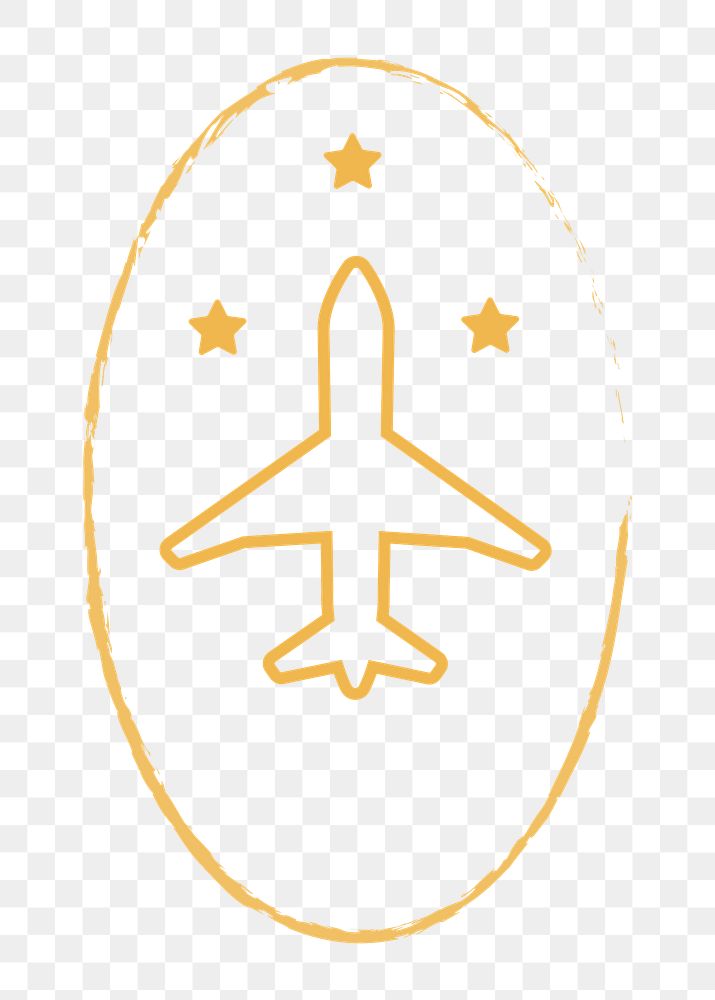 PNG yellow airplane outline icon, transparent background