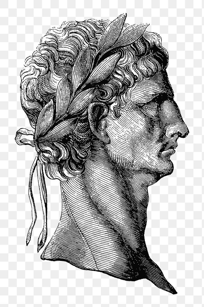 PNG Male Greek Roman face vintage  illustration, transparent background. Free public domain CC0 image.