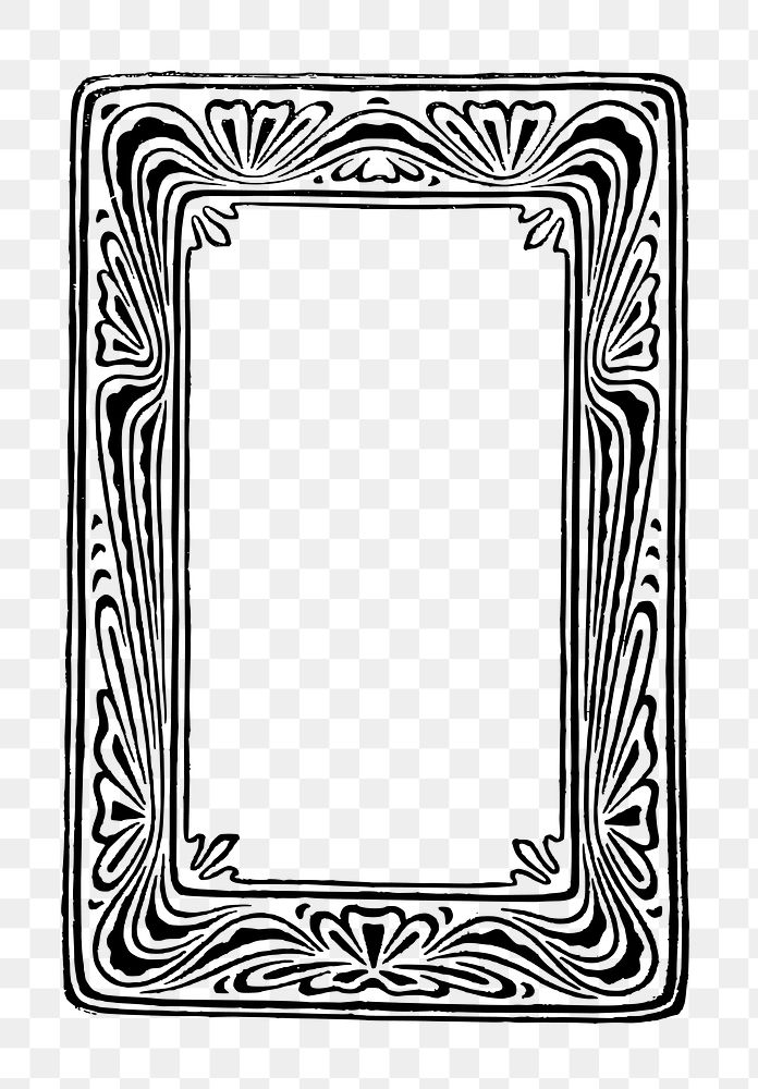 PNG Black and white vintage frame  illustration, transparent background. Free public domain CC0 image.