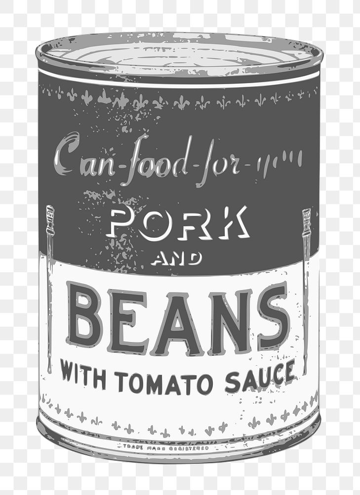 PNG Pork and bean can food with tomato sauce vintage  illustration, transparent background. Free public domain CC0 image.