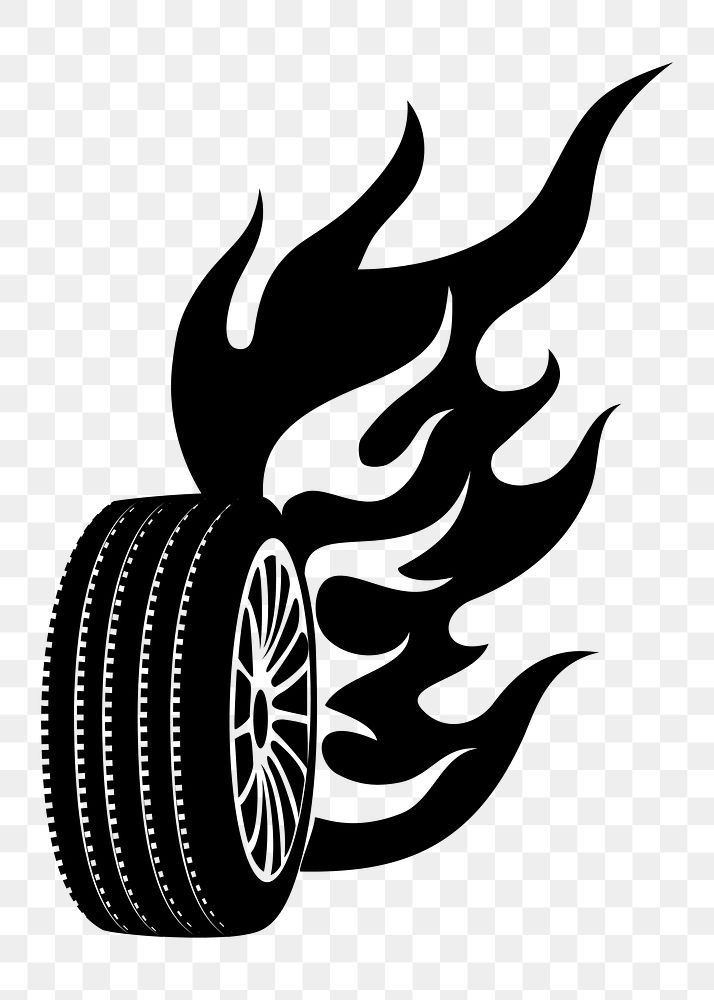PNG Hot tire silhouette sticker, transparent background. Free public domain CC0 image.