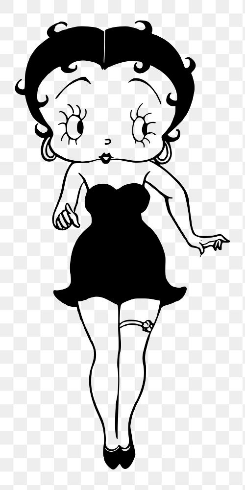 PNG Betty Boop, cartoon character by Max Fleischer,  sticker,  transparent background. Free public domain CC0 image.