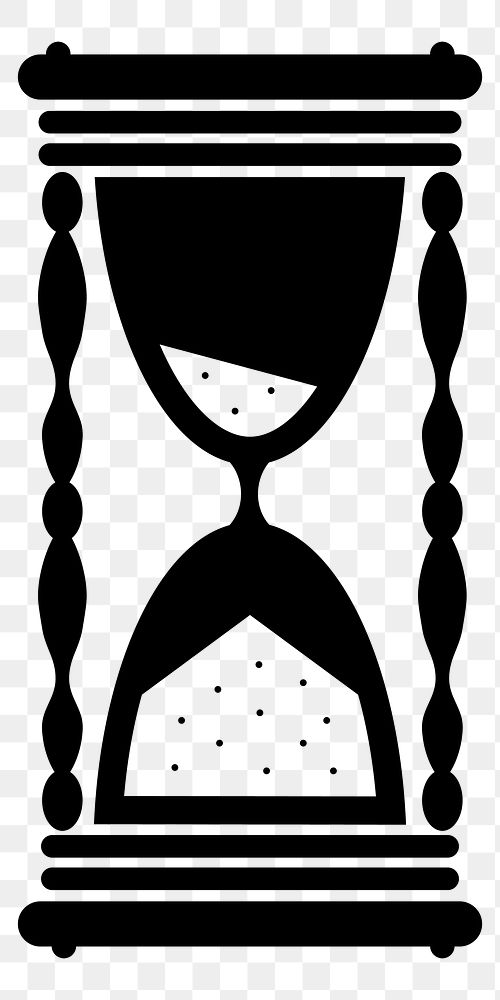PNG Hourglass silhouette sticker, transparent background.