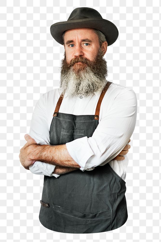 PNG Caucasian barista man, collage element, transparent background