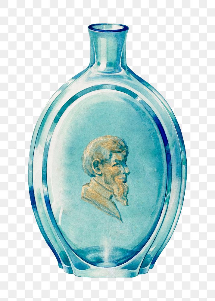 Png round clear blue flask, transparent background