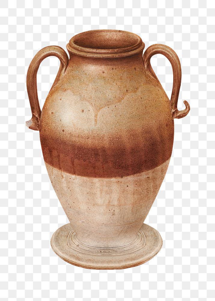 Png big vintage brown vase, transparent background