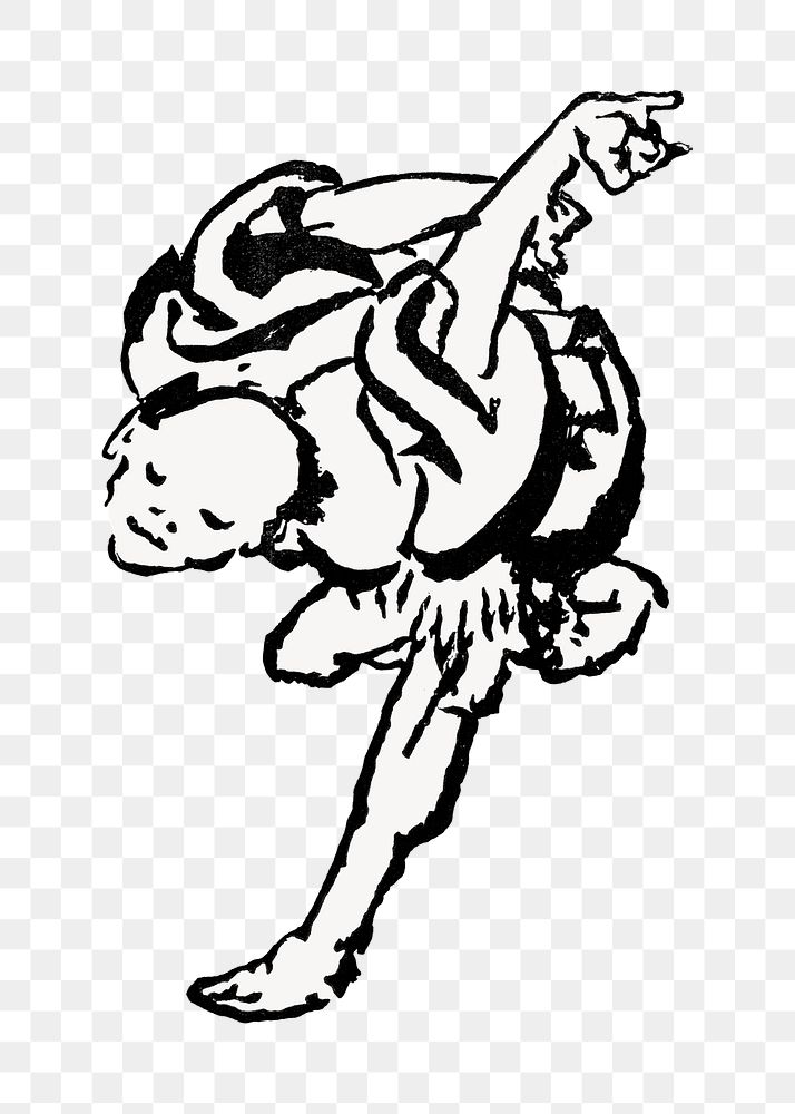 PNG Hokusai's dancing man, Japanese illustration, transparent background. Remixed by rawpixel.