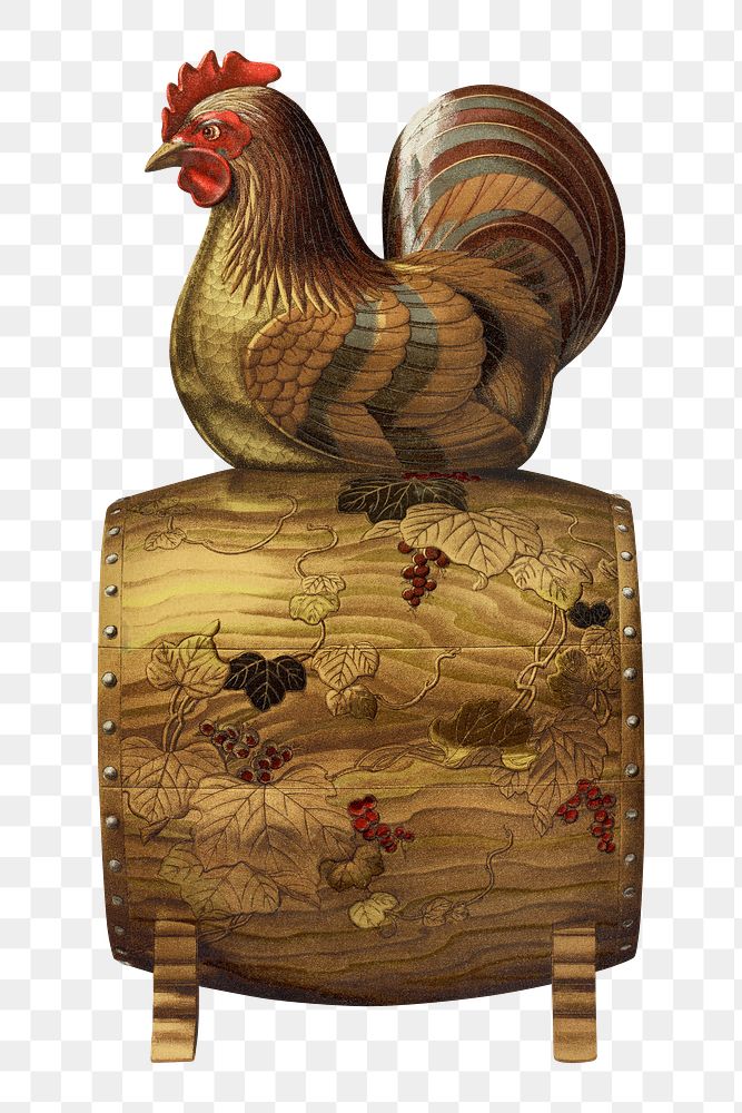 PNG Wooden chicken Taiko and barrel, by G.A. Audsley-Japanese illustration, transparent background. Remixed by rawpixel.